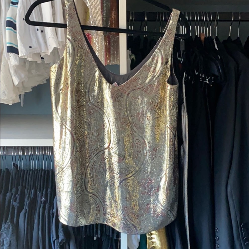 JCrew silk metallic paisley cami